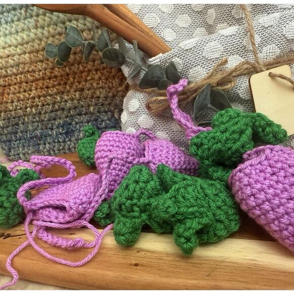 Crochet Purple Fairy Strawberry Pouch Bag Accessory Handmade - Picture 6 of 8